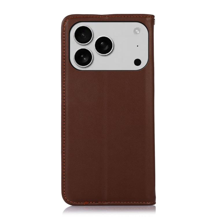 For iPhone 17 Pro Max KHAZNEH Nappa Top Layer Cowhide Leather Phone Case(Brown) - iPhone 17 Pro Max Cases by buy2fix | Online Shopping UK | buy2fix