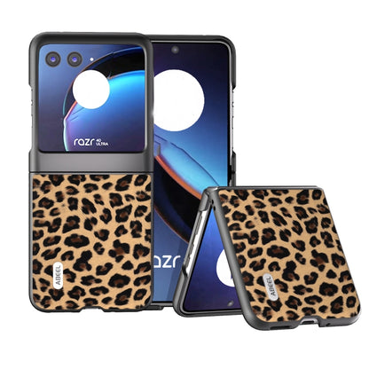 For Motorola Razr 40 Ultra ABEEL Black Edge Leopard Phone Case(Leopard Print) by buy2fix