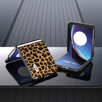 For Motorola Razr 40 Ultra ABEEL Black Edge Leopard Phone Case(Leopard Print) by buy2fix