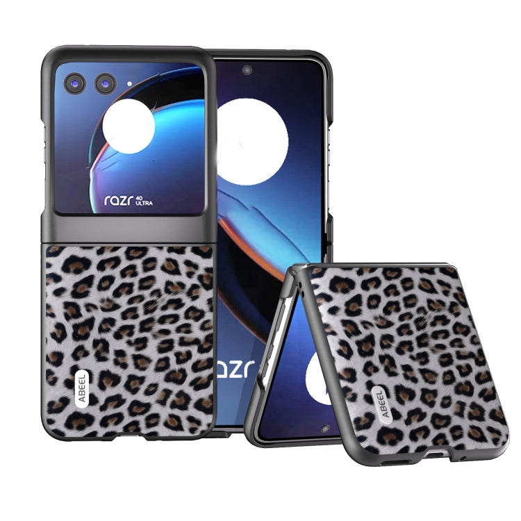For Motorola Razr 40 Ultra ABEEL Black Edge Leopard Phone Case(Silver Leopard) by buy2fix