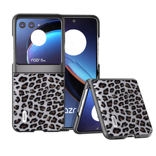 For Motorola Razr 40 Ultra ABEEL Black Edge Leopard Phone Case(Silver Leopard) by buy2fix