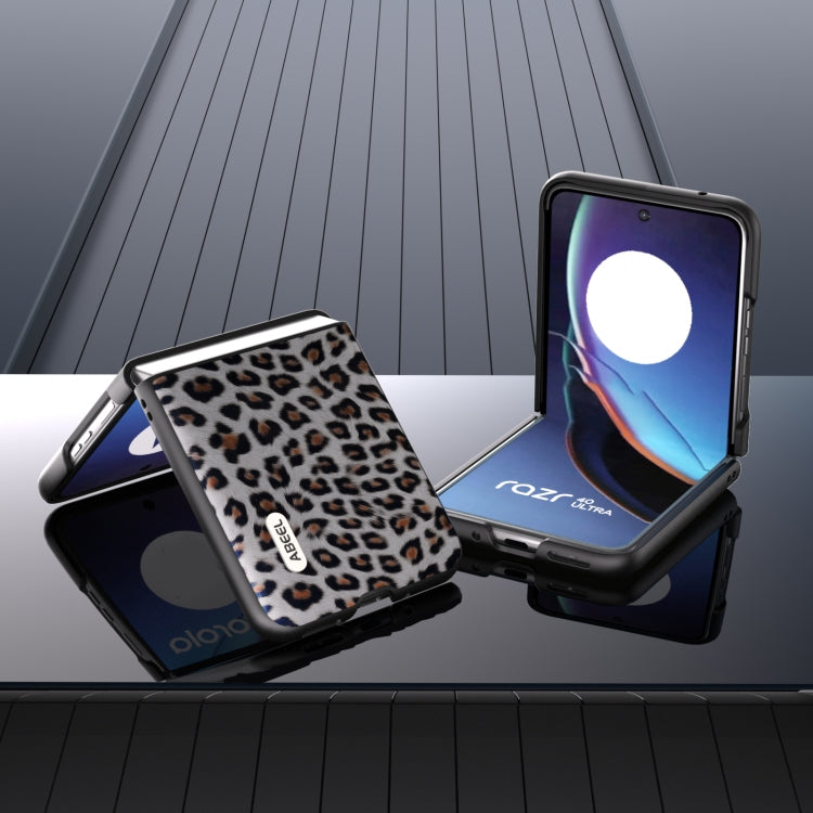 For Motorola Razr 40 Ultra ABEEL Black Edge Leopard Phone Case(Silver Leopard) by buy2fix