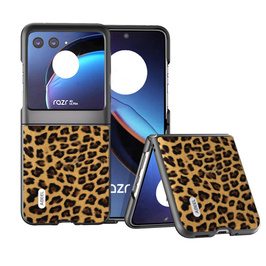 For Motorola Razr 40 Ultra ABEEL Black Edge Leopard Phone Case(Golden Leopard) by buy2fix