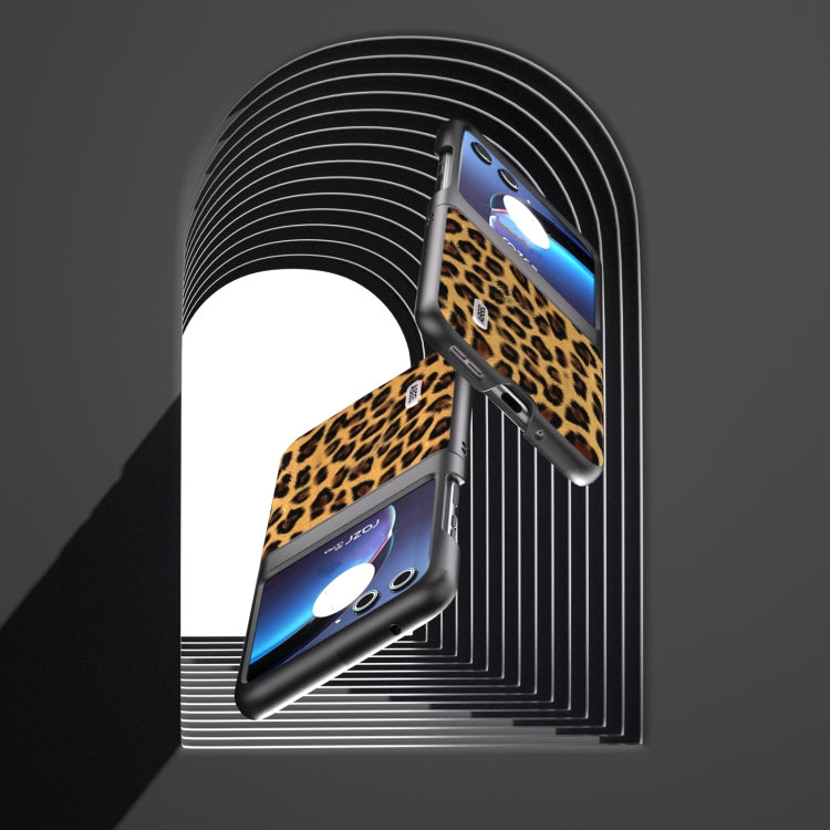 For Motorola Razr 40 Ultra ABEEL Black Edge Leopard Phone Case(Golden Leopard) by buy2fix