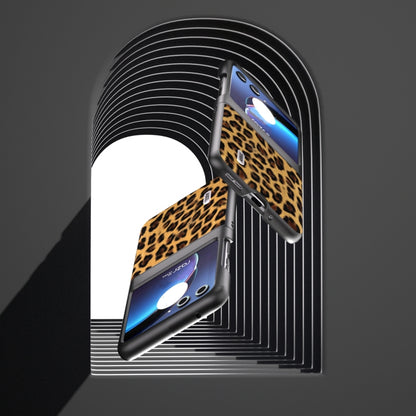 For Motorola Razr 40 Ultra ABEEL Black Edge Leopard Phone Case(Golden Leopard) by buy2fix