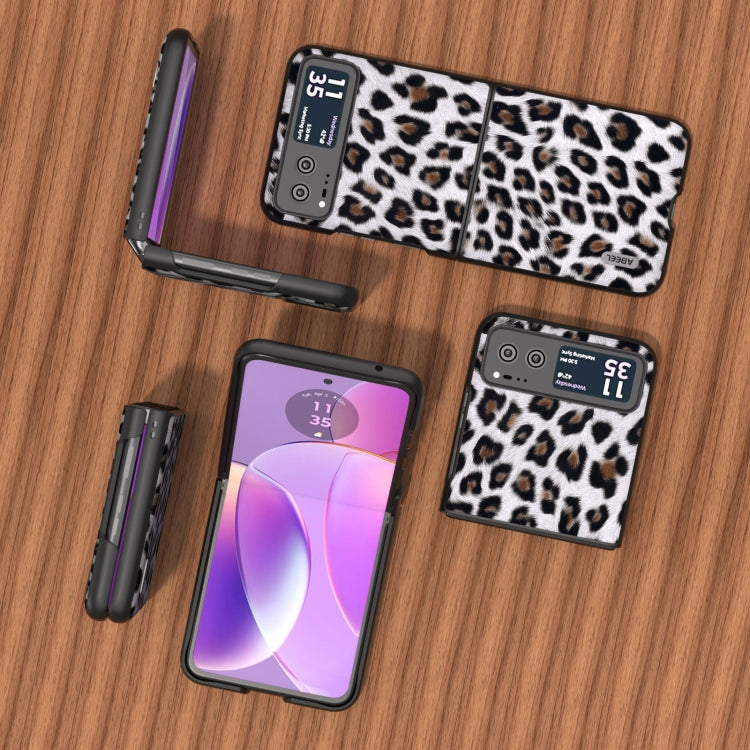 For Motorola Razr 40 ABEEL Black Edge Leopard Phone Case(Silver Leopard) by buy2fix