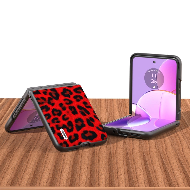 For Motorola Razr 40 ABEEL Black Edge Leopard Phone Case(Red Leopard) by buy2fix