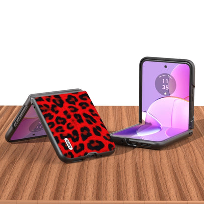 For Motorola Razr 40 ABEEL Black Edge Leopard Phone Case(Red Leopard) by buy2fix