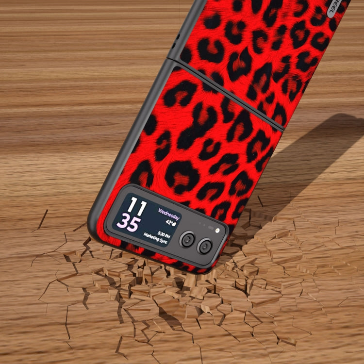 For Motorola Razr 40 ABEEL Black Edge Leopard Phone Case(Red Leopard) by buy2fix