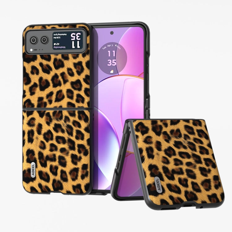 For Motorola Razr 40 ABEEL Black Edge Leopard Phone Case(Golden Leopard) by buy2fix