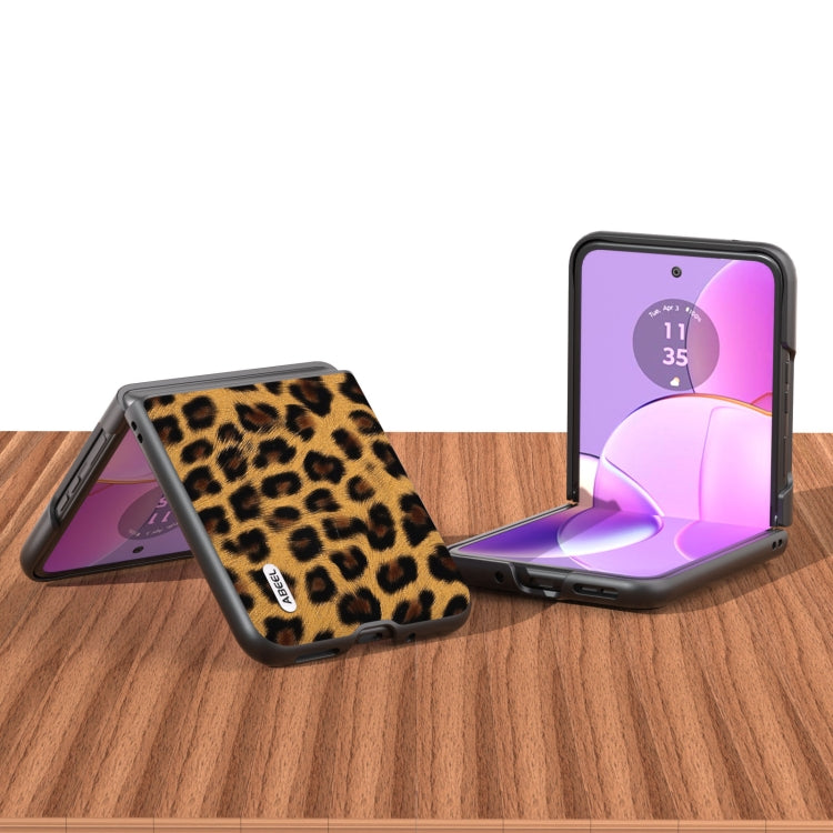 For Motorola Razr 40 ABEEL Black Edge Leopard Phone Case(Golden Leopard) by buy2fix