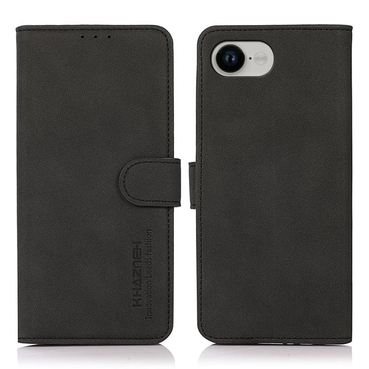 For iPhone 16e KHAZNEH Matte Texture Leather Phone Case(Black) - iPhone 16e Cases by buy2fix | Online Shopping UK | buy2fix