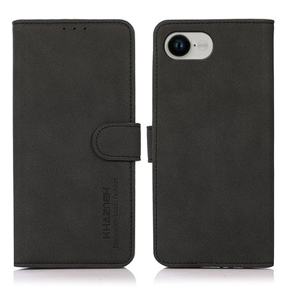 For iPhone 16e KHAZNEH Matte Texture Leather Phone Case(Black) - iPhone 16e Cases by buy2fix | Online Shopping UK | buy2fix