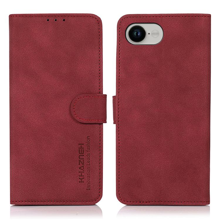 For iPhone 16e KHAZNEH Matte Texture Leather Phone Case(Red) - iPhone 16e Cases by buy2fix | Online Shopping UK | buy2fix