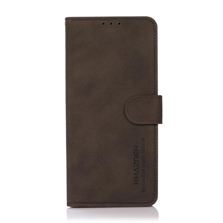 For iPhone 16e KHAZNEH Matte Texture Leather Phone Case(Brown) - iPhone 16e Cases by buy2fix | Online Shopping UK | buy2fix
