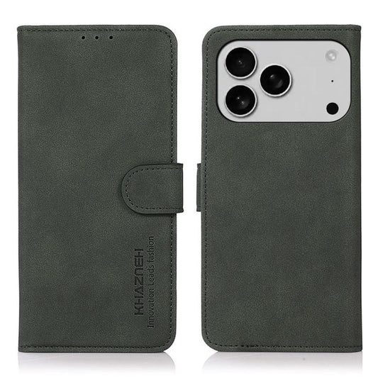 For iPhone 17 Pro KHAZNEH Matte Texture Leather Phone Case(Green) - iPhone 17 Pro Cases by buy2fix | Online Shopping UK | buy2fix