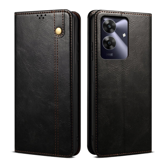 For Realme Note 60 4G / C61 4G Oil Wax Crazy Horse Texture Leather Phone Case(Black)