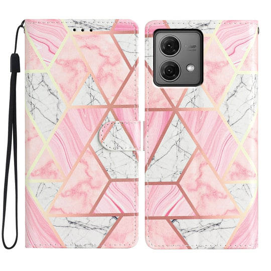 For Motorola Moto G84 5G Colored Drawing Leather Phone Case(Pink Marble)