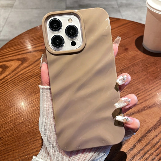 For iPhone 16 Pro Max Solid Color Wave Texture TPU Phone Case(Brown) by buy2fix