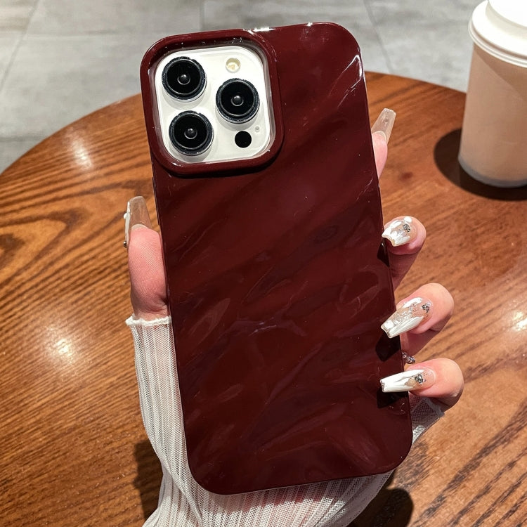 For iPhone 16 Pro Max Solid Color Wave Texture TPU Phone Case(Wine Red) by buy2fix