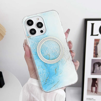 For iPhone 12 Pro Dual-side IMD Marble Magsafe Phone Case(Sky Blue) by buy2fix