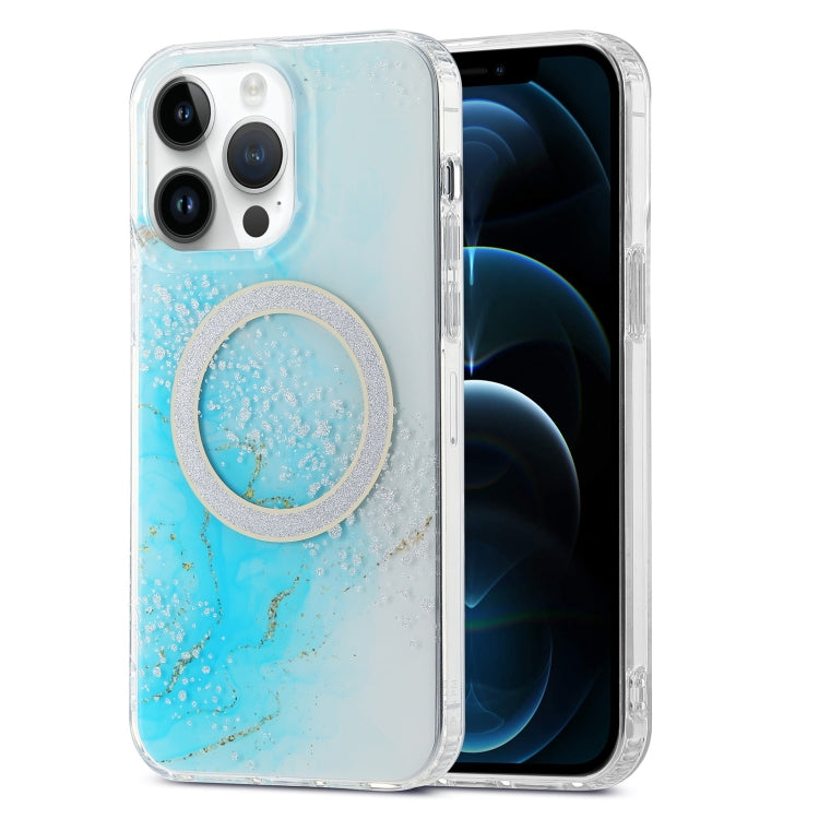 For iPhone 12 Pro Max Dual-side IMD Marble Magsafe Phone Case(Sky Blue) by buy2fix