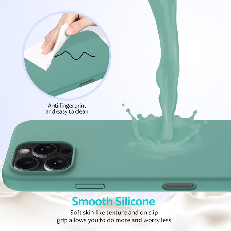 For iPhone 16 Pro Max Solid Color Silicone Phone Case(Pine Needle Green) by buy2fix