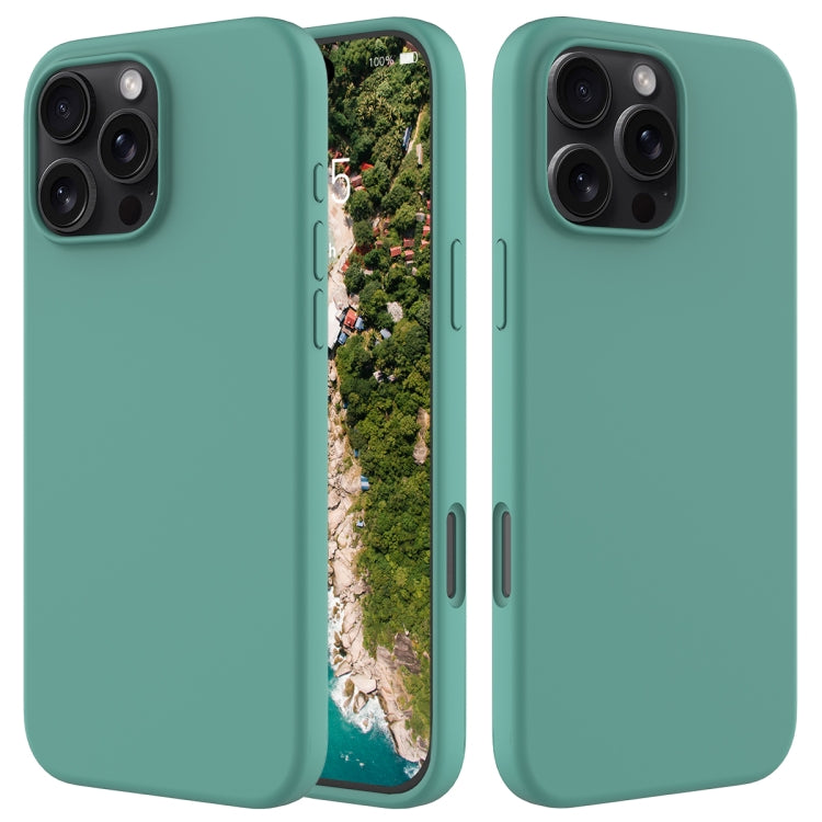 For iPhone 16 Pro Solid Color Silicone Phone Case(Pine Needle Green) by buy2fix