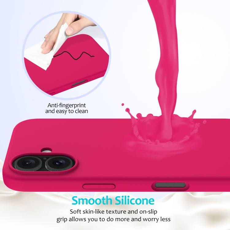 For iPhone 16 Solid Color Silicone Phone Case(Rose Red) by buy2fix