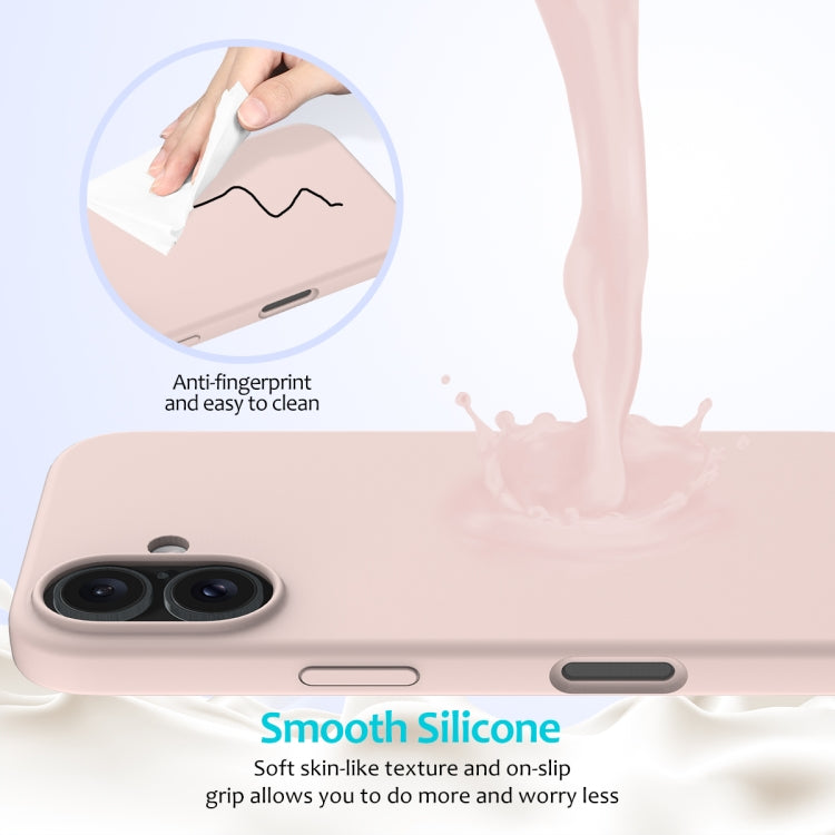 For iPhone 16 Solid Color Silicone Phone Case(Sand Pink) by buy2fix