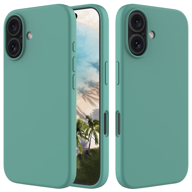 For iPhone 16 Solid Color Silicone Phone Case(Pine Needle Green) by buy2fix