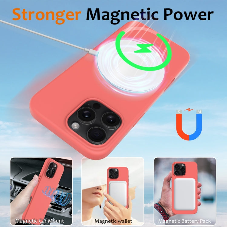 For iPhone 16 Pro Max Shockproof Silicone Magsafe Phone Case(Pink Orange) by buy2fix
