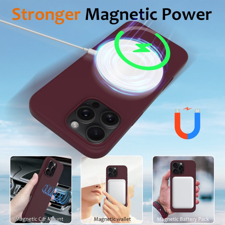 For iPhone 16 Pro Max Shockproof Silicone Magsafe Phone Case(Plum Color) by buy2fix