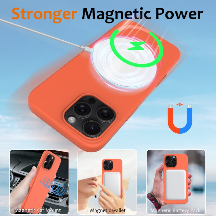 For iPhone 16 Pro Shockproof Silicone Magsafe Phone Case(Gold Orange) by buy2fix