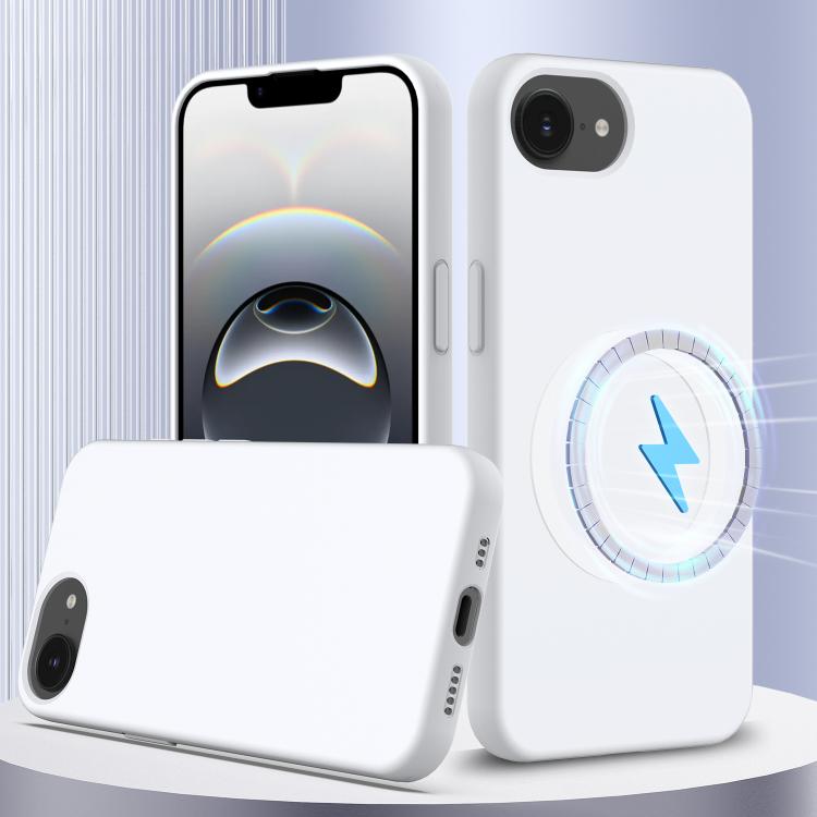 For iPhone 16e Shockproof Silicone Magsafe Phone Case(White) - iPhone 16e Cases by buy2fix | Online Shopping UK | buy2fix