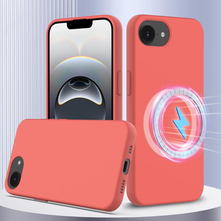 For iPhone 16e Shockproof Silicone Magsafe Phone Case(Pink Orange) - iPhone 16e Cases by buy2fix | Online Shopping UK | buy2fix