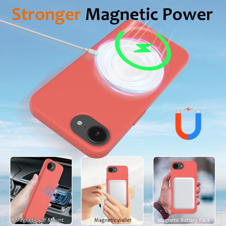 For iPhone 16e Shockproof Silicone Magsafe Phone Case(Pink Orange) - iPhone 16e Cases by buy2fix | Online Shopping UK | buy2fix
