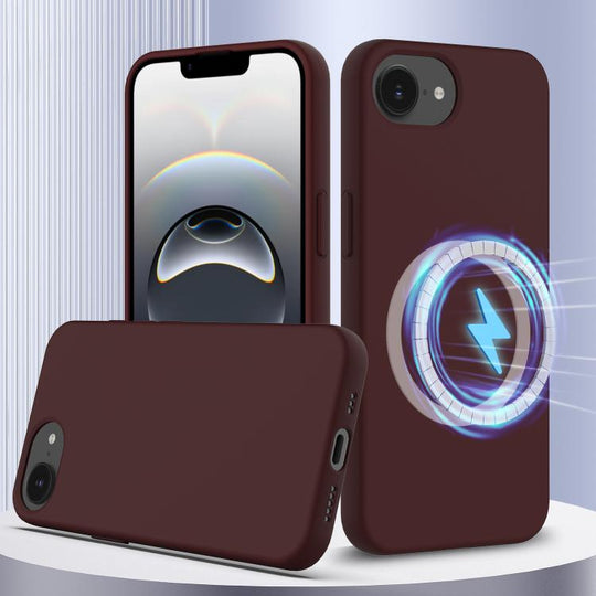 For iPhone 17e / 16e Shockproof Silicone Magsafe Phone Case(Plum Color)