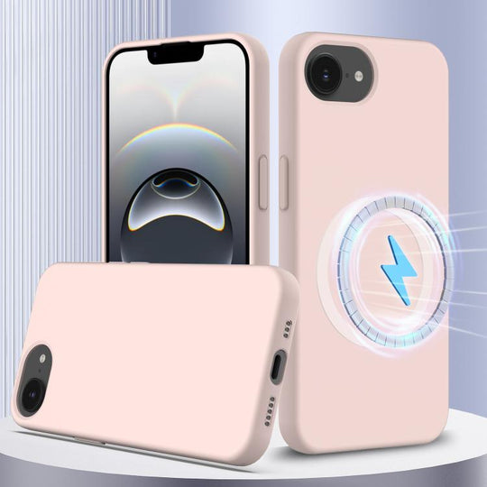 For iPhone 17e / 16e Shockproof Silicone Magsafe Phone Case(Sand Pink)