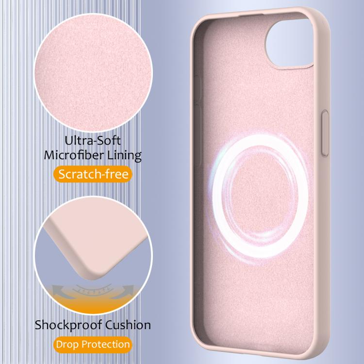 For iPhone 16e Shockproof Silicone Magsafe Phone Case(Sand Pink) - iPhone 16e Cases by buy2fix | Online Shopping UK | buy2fix