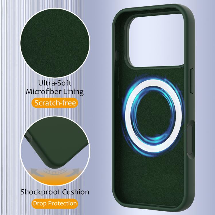 For iPhone 17 Pro Shockproof Silicone Magsafe Phone Case(Dark Green) - iPhone 17 Pro Cases by buy2fix | Online Shopping UK | buy2fix
