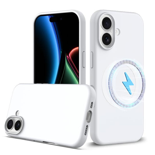 For iPhone 17 Shockproof Silicone Magsafe Phone Case(White)