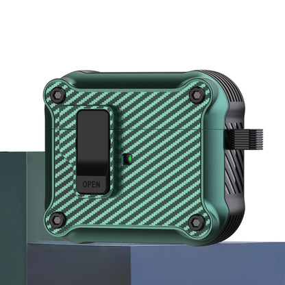 For AirPods 3 Carbon Fiber Magnetic Automatic Switch Earphone Protective Case(Green) - For AirPods 3 by buy2fix | Online Shopping UK | buy2fix