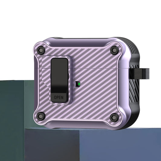 For AirPods 3 Carbon Fiber Magnetic Automatic Switch Earphone Protective Case(Purple) - For AirPods 3 by buy2fix | Online Shopping UK | buy2fix