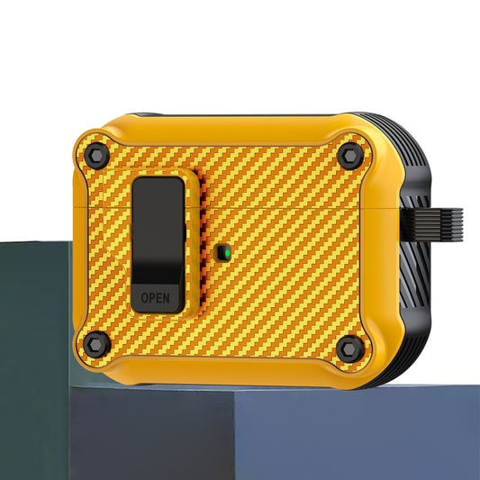 For AirPods Pro Carbon Fiber Magnetic Automatic Switch Earphone Protective Case(Yellow) - For AirPods Pro by buy2fix | Online Shopping UK | buy2fix