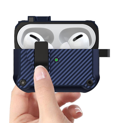 For AirPods Pro Carbon Fiber Magnetic Automatic Switch Earphone Protective Case(Purple) - For AirPods Pro by buy2fix | Online Shopping UK | buy2fix