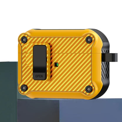 For AirPods Pro 2 Carbon Fiber Magnetic Automatic Switch Earphone Protective Case(Yellow) - For AirPods Pro 2 by buy2fix | Online Shopping UK | buy2fix