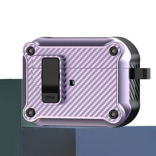 For AirPods Pro 2 Carbon Fiber Magnetic Automatic Switch Earphone Protective Case(Purple) - For AirPods Pro 2 by buy2fix | Online Shopping UK | buy2fix
