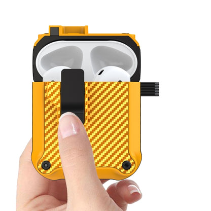 For AirPods 1 / 2 Carbon Fiber Magnetic Automatic Switch Earphone Protective Case(Blue) - For AirPods 1/2 by buy2fix | Online Shopping UK | buy2fix