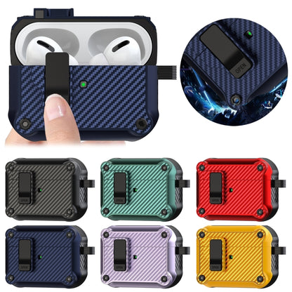 For AirPods 3 Carbon Fiber Magnetic Automatic Switch Earphone Protective Case(Blue) - For AirPods 3 by buy2fix | Online Shopping UK | buy2fix